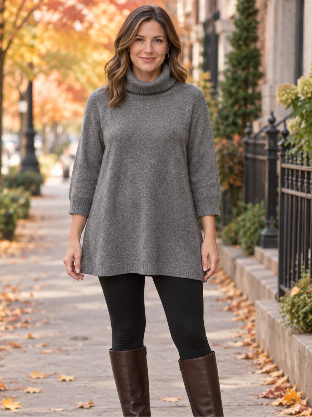 Joe Fresh Grey Turtleneck Tunic Sweater Women’s Medium 3/4 Sleeve